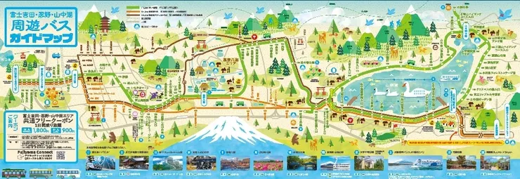 富士吉田・忍野・山中湖地區巴士地圖