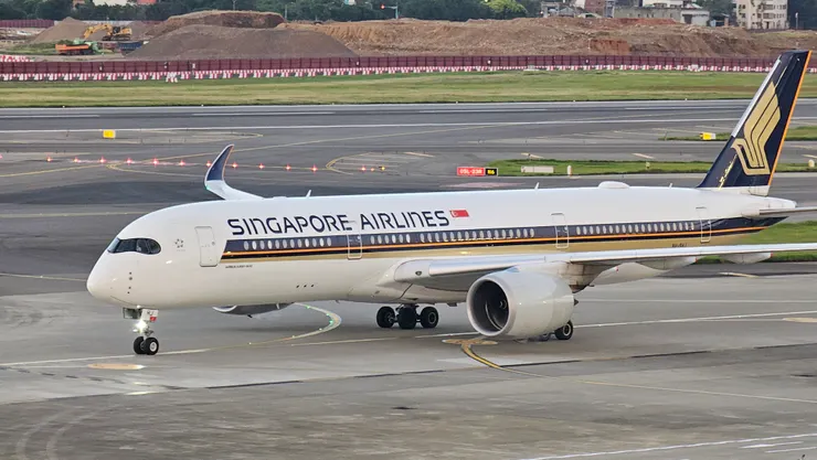 這是新航台北飛新加坡的SQ879班機!現在變成空中巴士A350型客機在飛了!