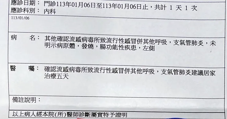 流感證明