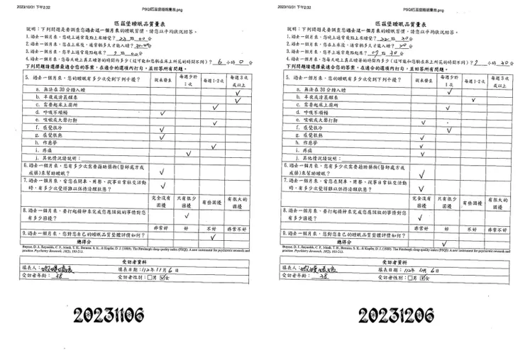 PSQI匹茲堡睡眠量表