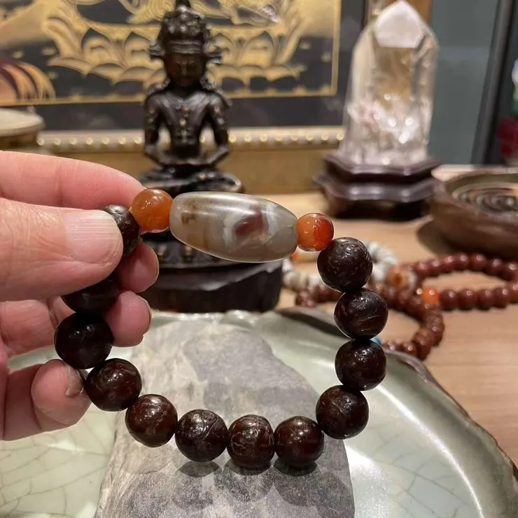 藏傳纏絲瑪瑙（孤品：特殊眼）與鳳眼菩提