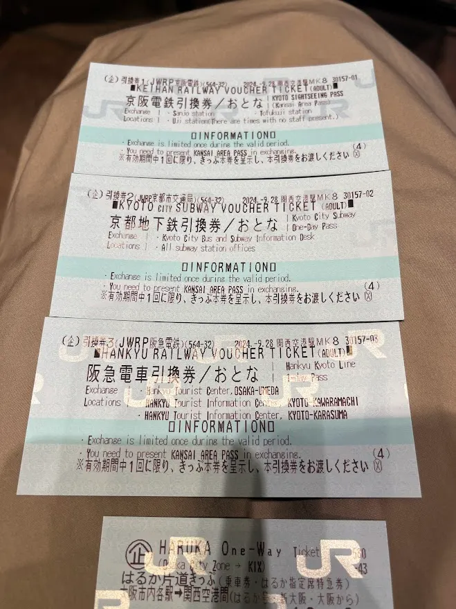 JR PASS送的三張一日券兌換券