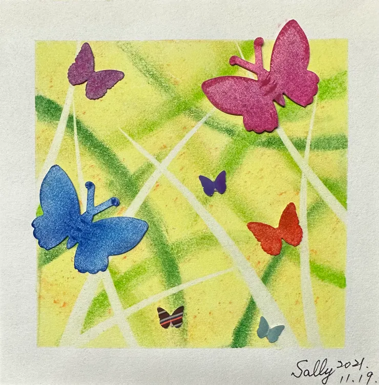 初期接觸日本和諧粉彩,對於運用簡易工具即可繪圖,或加上立體剪紙的拼貼創作,感到新奇有趣。(圖 by Vina)