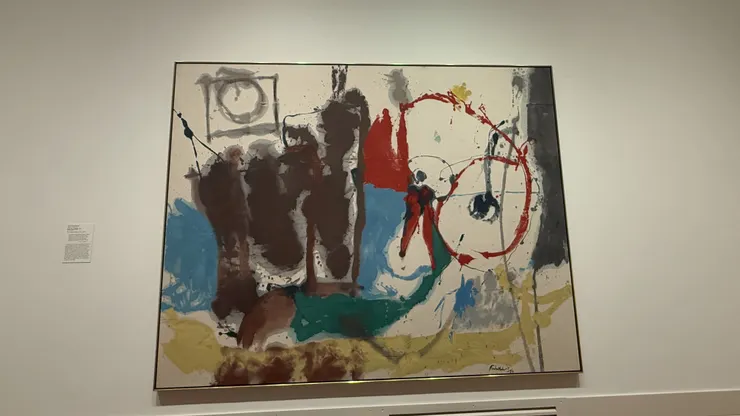 海倫．弗蘭肯塔勒，《Mother Goose Melody》，1959年。紅色與黑色的顏料構成宛如鵝的意象。（Carrie 攝影）