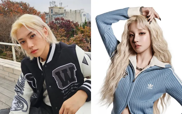圖說：韓國男團Stray Kids的Felix，搭配白髮色調，散發如精靈般的清冷氣質。而i－dle的雨琦，則展現了冷霧白髮極致的柔亮與仙氣，創造低調卻高級的時尚氣場。（資料來源：IG－左圖@yong.lixx／右圖@i_dle_official）