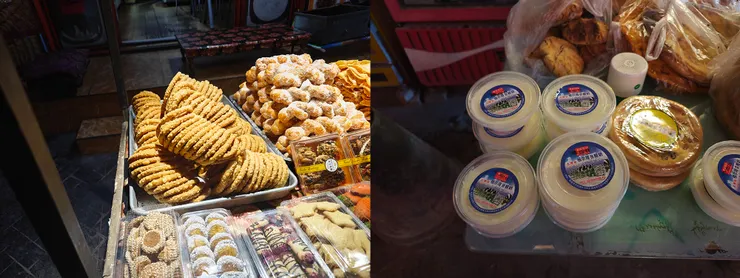 撒子(左)和新疆酸奶(右)