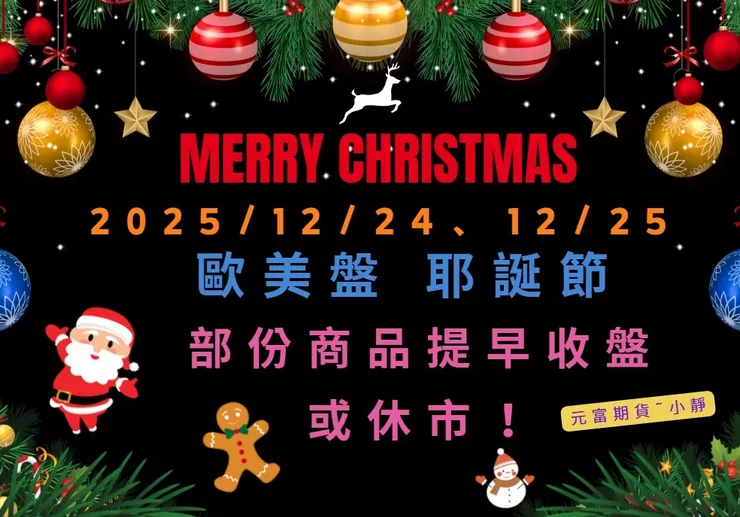 2025年歐美盤聖誕節休市