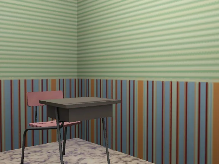 常見的學校書桌。(我不喜歡。)