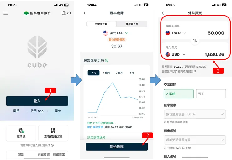 ✅ 國泰證複委託換匯流程（Cube App）