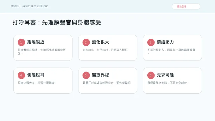 另一半打呼讓你睡不著：不是不愛，是你也需要被照顧的安靜 的聲音與情緒地圖