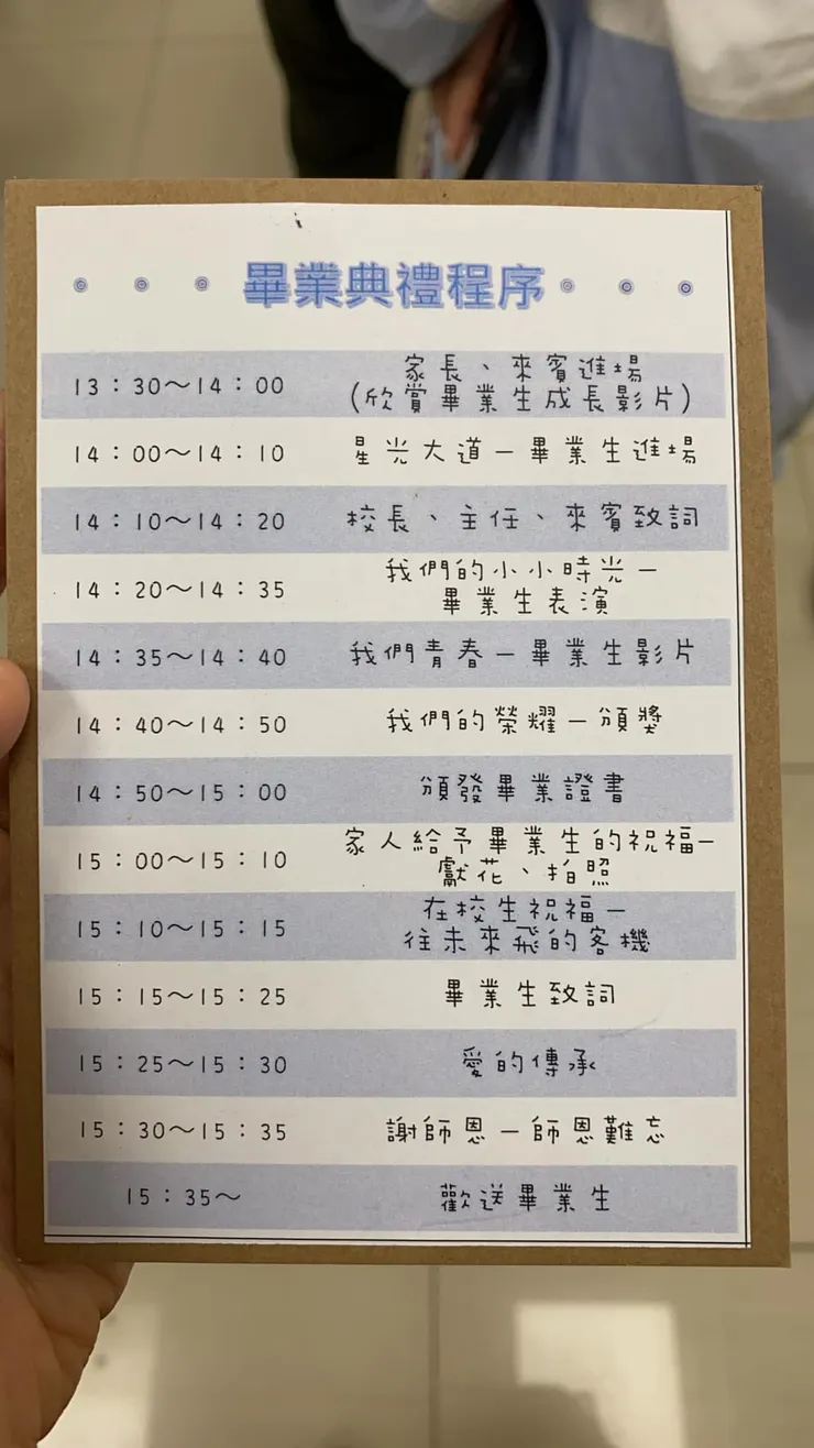 畢業典禮當日活動流程