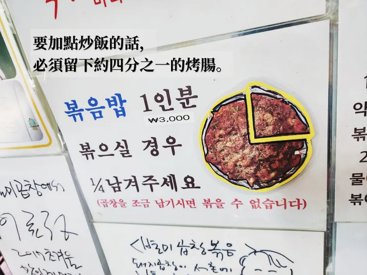 如果要加點炒飯的話，記得要留下一點烤腸!