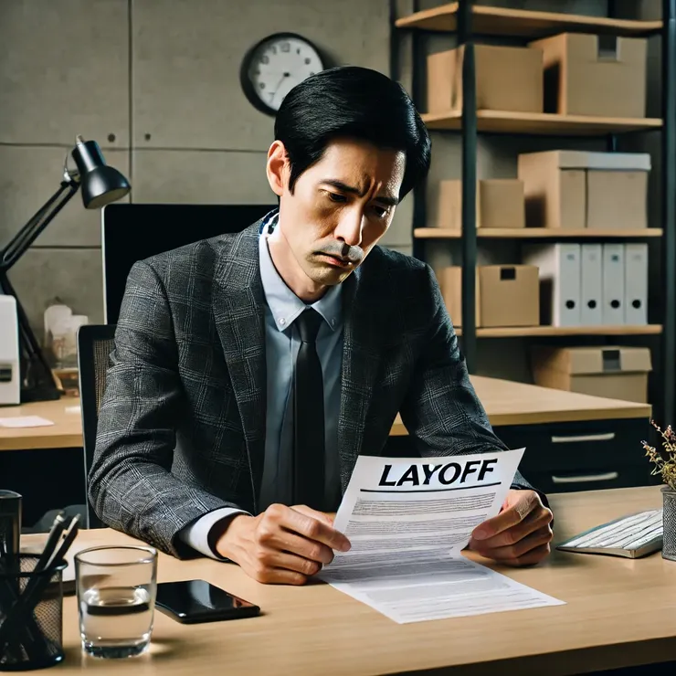 中年人收到資遣通知，神情焦慮