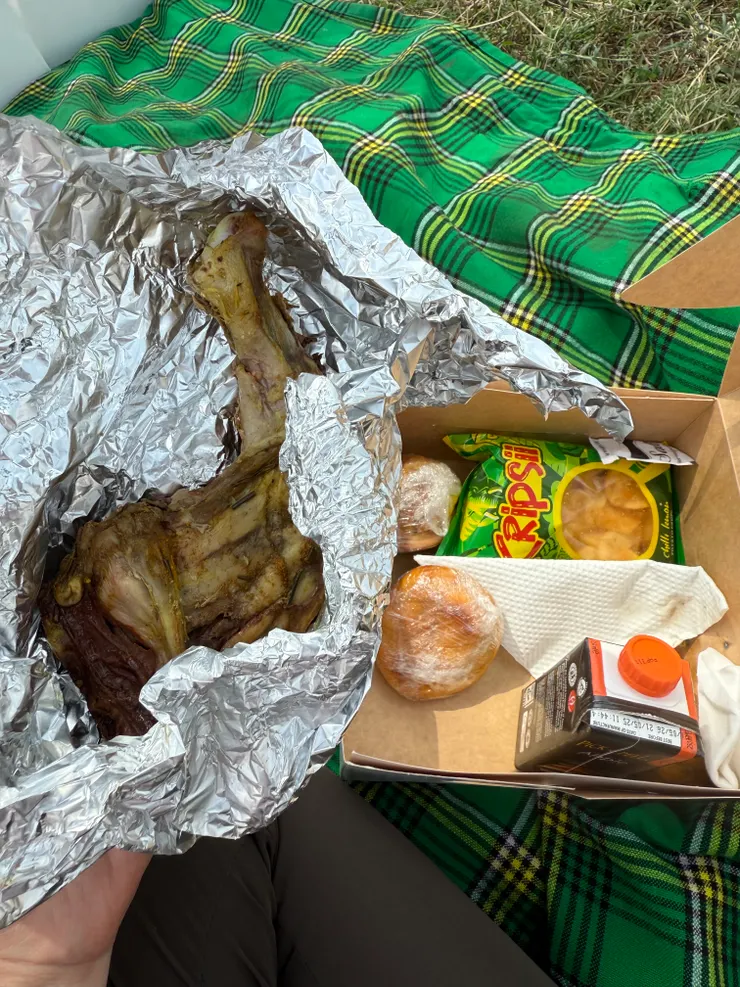 第二天去公園野餐的餐盒～雞腿很大支～