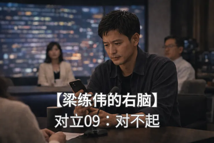 梁练伟在直播现场拿着手机准备打电话