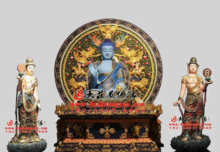 彩繪東方三聖佛像