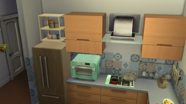 爐具以藍綠色為主，像湖水一樣。