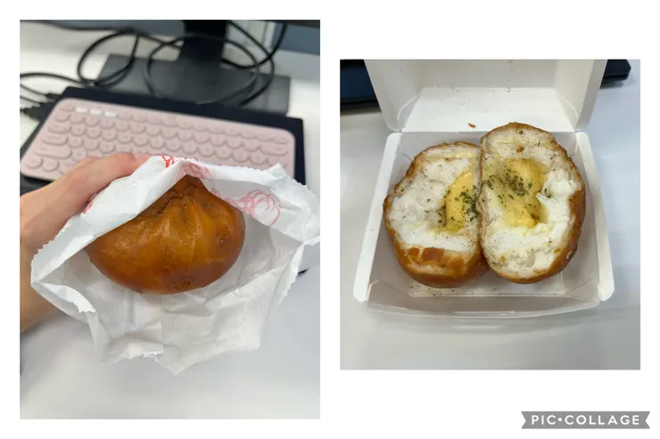 左炸肉包、右炸起司饅頭。