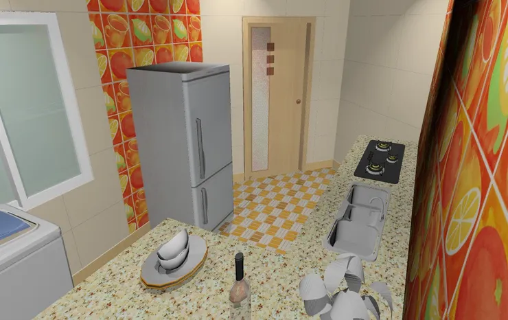 牆身白色應該是bug...但正好給廚房一點留白。