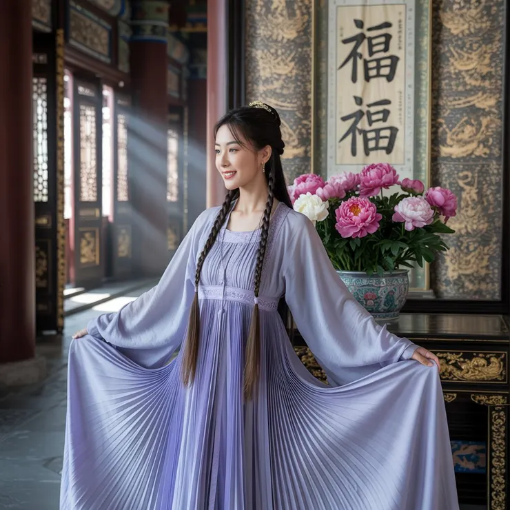 淡藍色衣裙的古裝女子