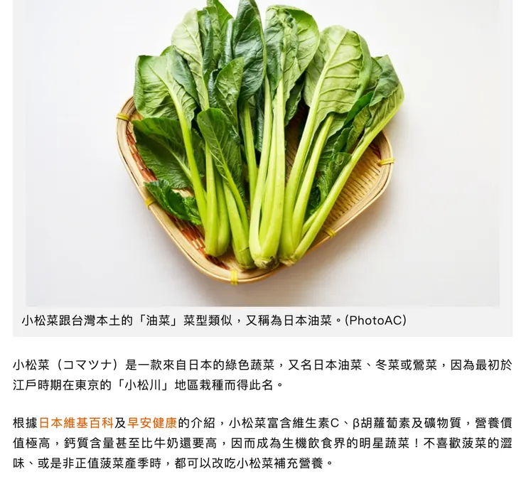日本常見的小松菜