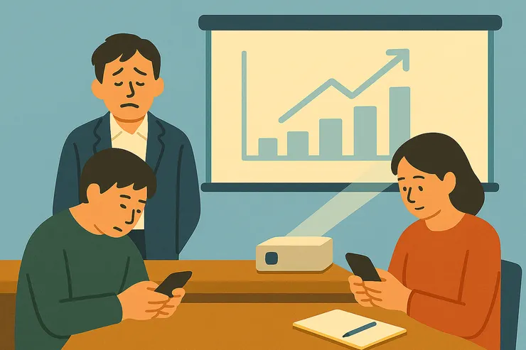 有這樣的經驗嗎？你在台上報告，台下的同事都在滑手機