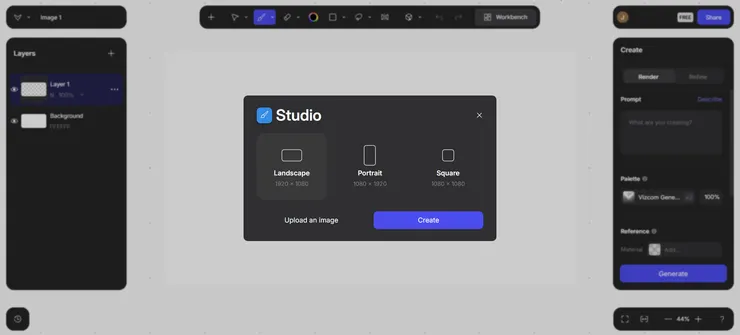 選擇畫布尺寸、上傳圖片