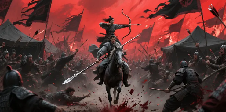 趙雲等人殺入敵營的場景。