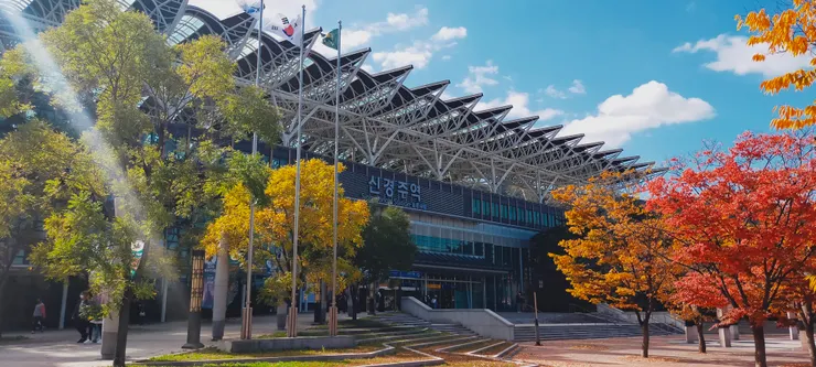 慶州站前美麗的楓紅
