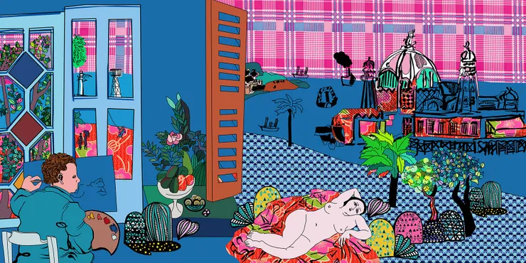 「我在這裡，我在那裡」創作系列 Nice x Dufy ©Phebea菲比在畫面中放入Raoul Dufy在Nice的生活軌跡與創作元素