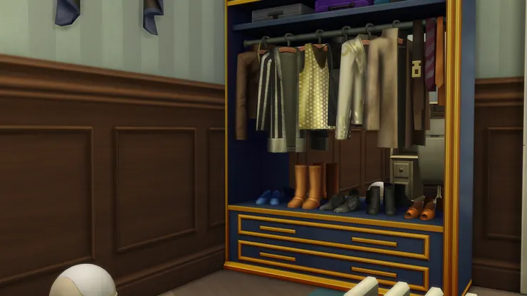 我覺得寶石藍配橙色的衣櫃有種深層次的華美感覺，所以用了。