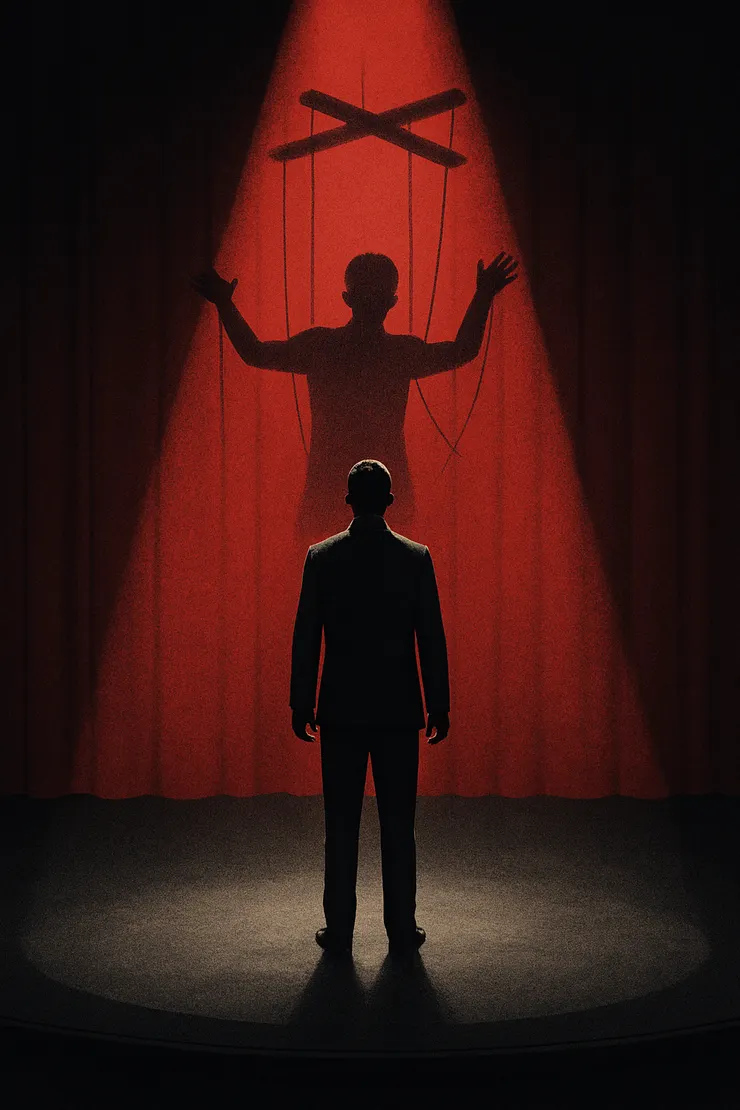 他演得很好，只是從來沒有劇本。 劇本早就在他身上綁好線了。