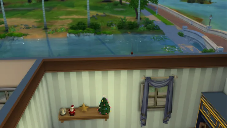 飾物架上放滿了聖誕飾物。