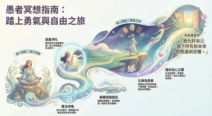 AI製圖｜塔羅冥想示意畫面：愚者