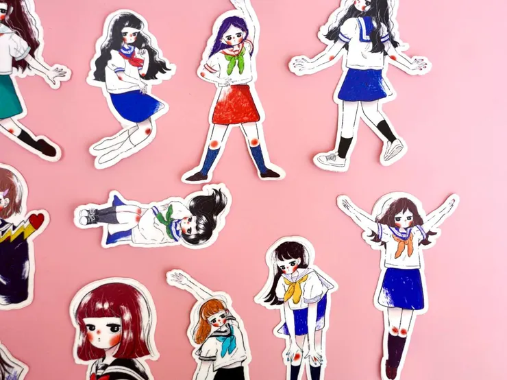 水手服少女防水貼紙