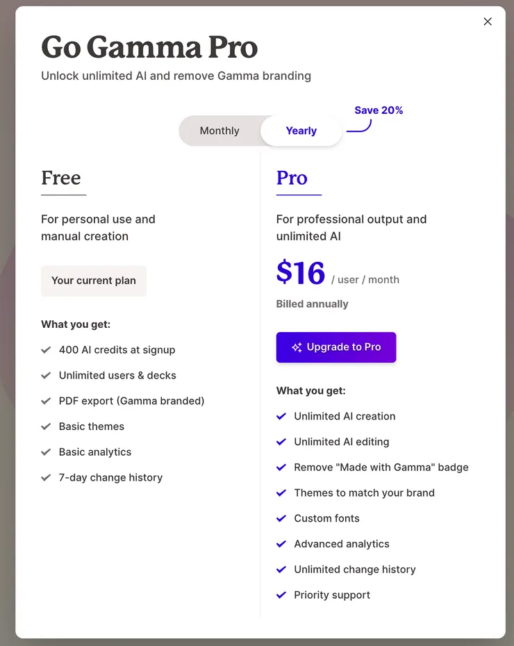 Gamma收費 ｜ 圖片來源：自己截圖