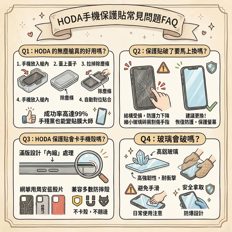 HODA手機保護貼常見問題FAQ 
