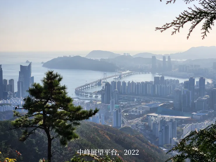 在半山腰的中峰山頂平台上，由於沒有遮擋風景的電線，這裡的拍攝取景角度比頂峰更好。