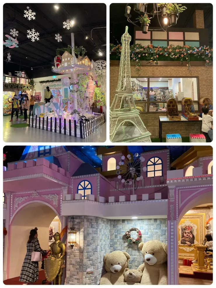 城堡外部有一家三口的超大熊熊！