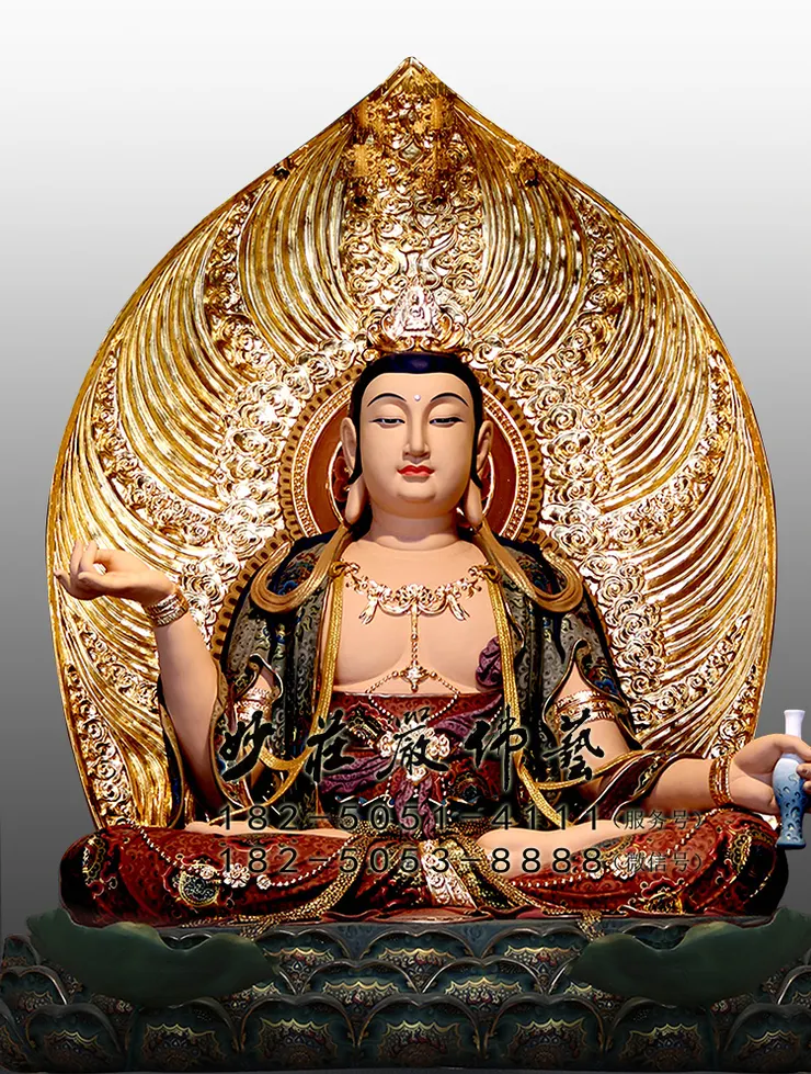 銅雕彩繪觀世音菩薩佛像