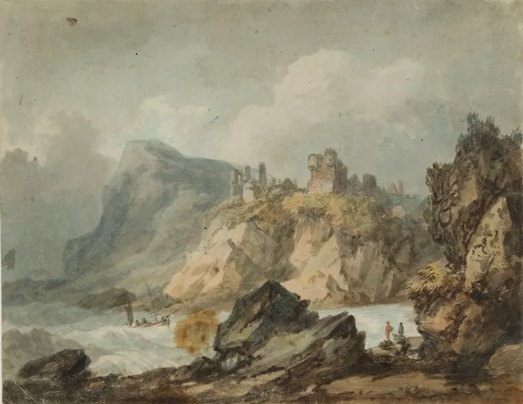 Landscape Composition with a Ruined Castle on a Cliff,  1792–3, Joseph Mallord William Turner