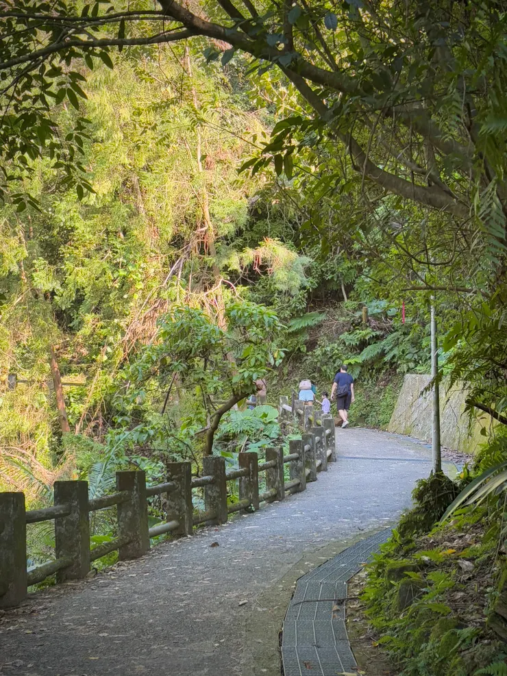 接著是平坦好走的水泥路，適合闔家健行散步，可是前方的孩兒唉唉叫「我不要走步道～」😅