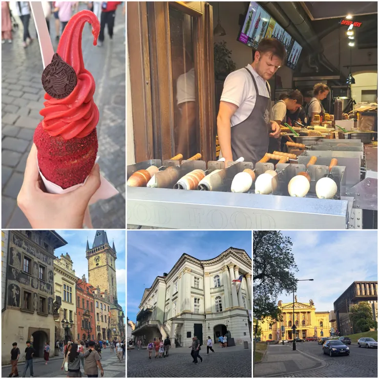 街頭一直看到賣烤麵包筒冰淇淋...買了一個吃看看..麵包滿硬的 順遊吃晚餐.購物後走回飯店
