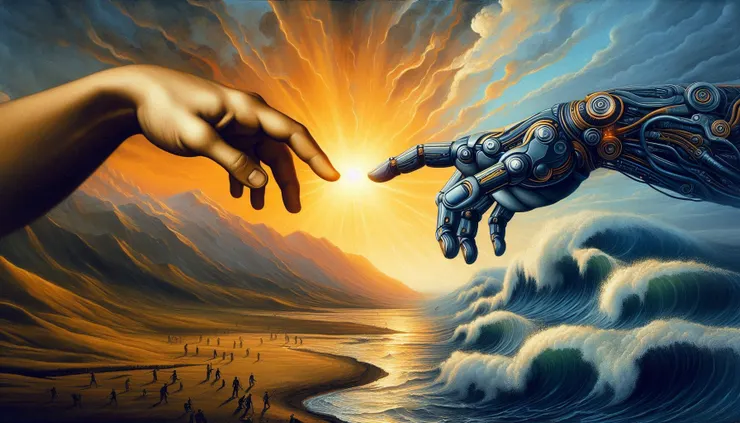 AI與人類的友善互動(AI生成圖)