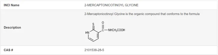 L'Oréal推出新美白成分「2-mercaptonicotinoyl glycine (2-MNG)」（圖片出處）