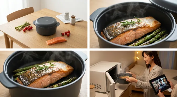 KITINTO「1台6役」微波焦香調理鍋:煎魚、烤肉一鍋搞定