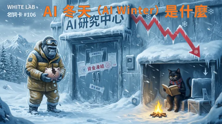 圖片來源：White-Lab 製作（AI 生成／Canva 設計）｜AI 冬天（AI Winter）是什麼教學封面