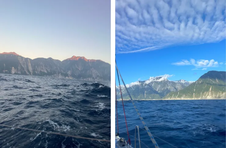 左:6點半旭日初昇;右:7點半天已大亮