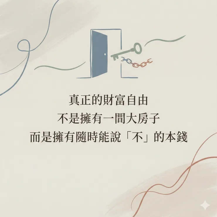 真正的財富自由,不是擁有一間大房子,而是擁有隨時能說「不」的本錢。