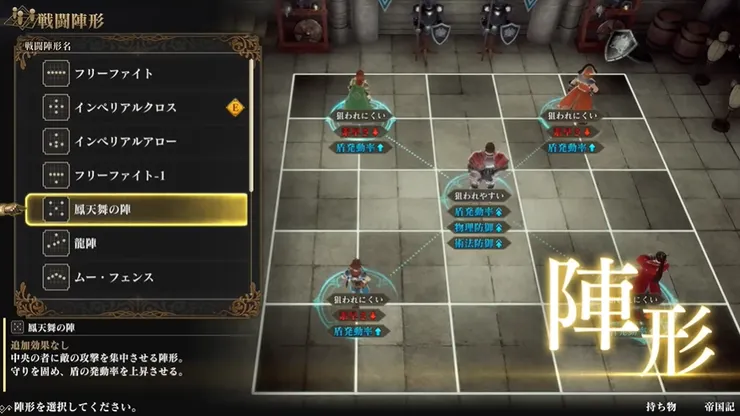 不同職業的皇帝，都可取得不同的戰鬥陣形。